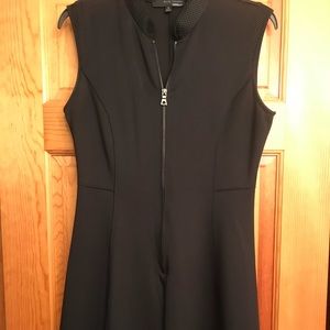 Black summer dress with front zip.